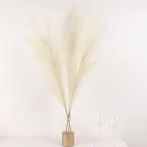 3 Stems Cream Artificial Pampas Grass Plant Sprays