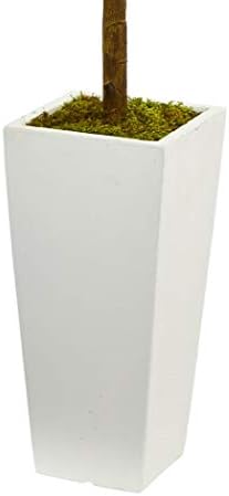 Nearly Natural 4ft Fiddle Leaf Artificial Tree in White Planter