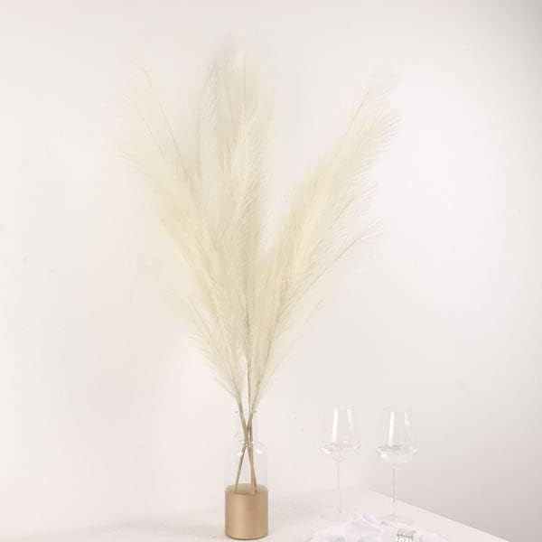 3 Stems Cream Artificial Pampas Grass Plant Sprays