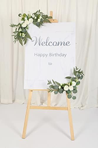 HW Artificial Wedding Arch Flowers 2pcs Willow Leaves Peony White