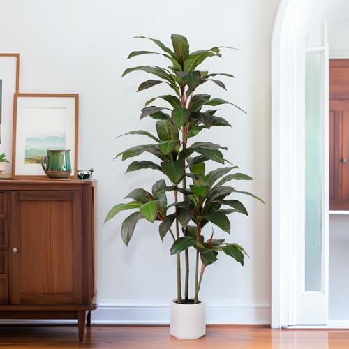YEPDIN Artificial Dracaena Tree 5FT with White Planter
