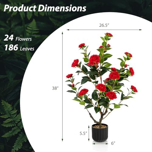 Goplus 38 Inch Artificial Camellia Tree Set of 2
