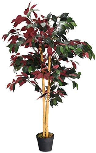 LDAILY LUARANE 4ft Artificial Ficus Tree with Cement Pot