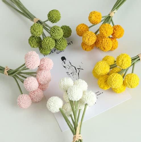 Rikyo 18 Stems Artificial Billy Balls Flower Bouquet 10 Inch Green