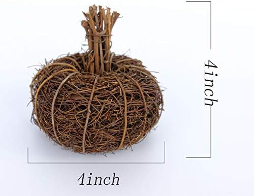 4pcs Artificial Grapevine Pumpkins for Halloween and Fall Decor
