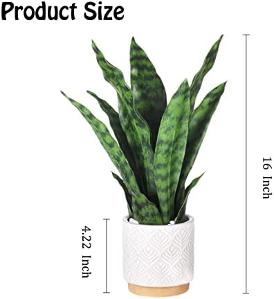 Artificial Snake Plant 16 Inches with White Ceramic Pot Decor