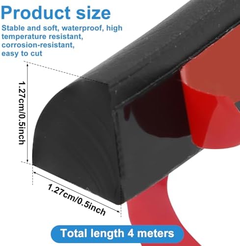 4 Meter Black Rubber Door Draft Stopper for Bedrooms