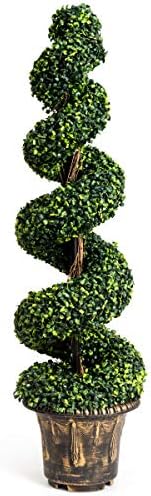 GOPLUS 4 Ft Artificial Boxwood Spiral Topiary Tree Decor