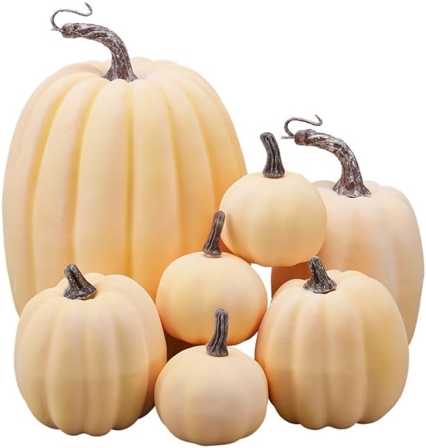 7 Pcs Faux Foam Pumpkins Autumn Halloween Decor