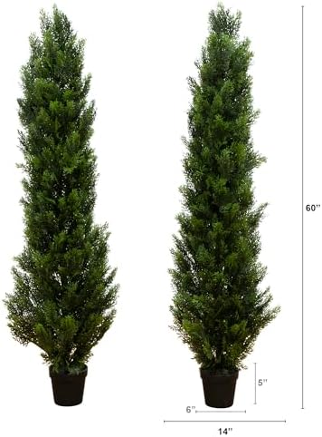 Nearly Natural 5ft Cedar Topiary Artificial Trees Set of 2
