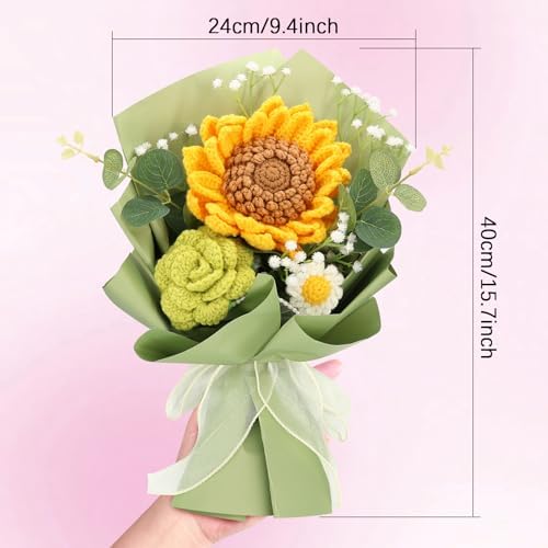 Handmade Crochet Sunflowers and Roses Bouquet for Gifts