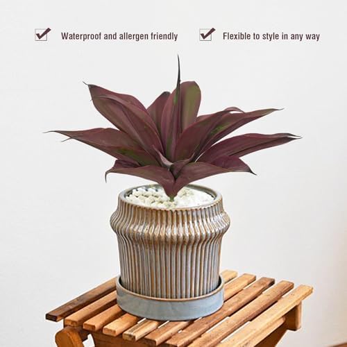 Fake Plants Artificial Agave Plants 138 Inch Purple 2 Pack