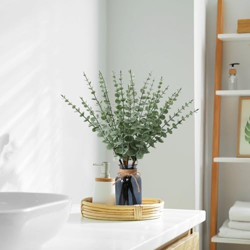 Leftover 188 Inch Artificial Eucalyptus in Black Glass Vase