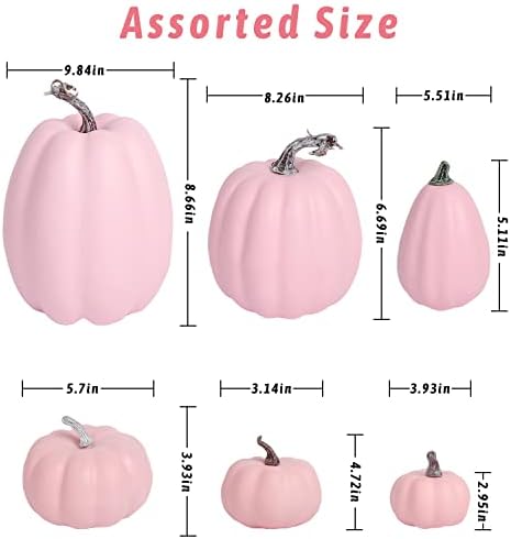 FOIMAS 8pcs Pink Artificial Pumpkins Fall Decor