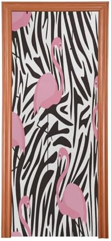 Susiyo Flamingos Zebra Halloween Door Cover 32x79 in