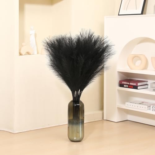 9 Stems Black Artificial Pampas Grass - 38 Inch Tall Decor