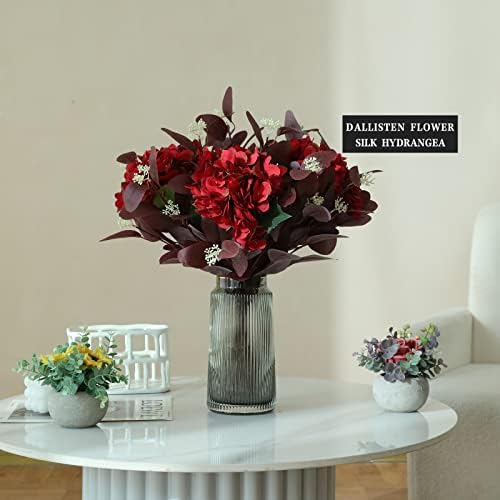 20 Inch Artificial Eucalyptus Stems with Berries 12Pcs Burgundy