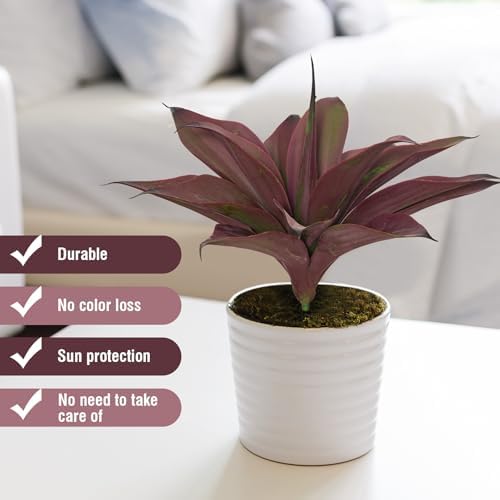 Fake Plants Artificial Agave Plants 138 Inch Purple 2 Pack