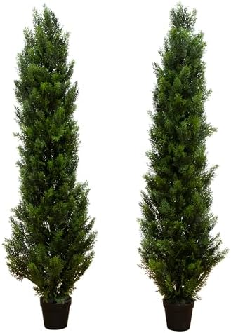 Nearly Natural 5ft Cedar Topiary Artificial Trees Set of 2