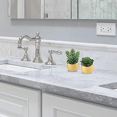 Briful Artificial Succulents in Gold Ceramic Pots Set of 3