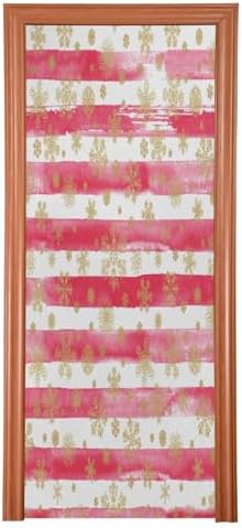 Susiyo Gold Snowflakes Striped Christmas Door Cover 32x79 in