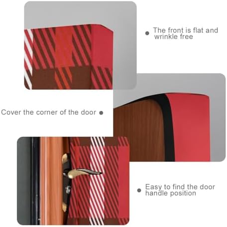Susiyo Christmas Red Plaid Door Cover for Holidays