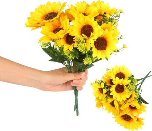 STEFORD Artificial Sunflowers Bouquet 2 Bunches Realistic