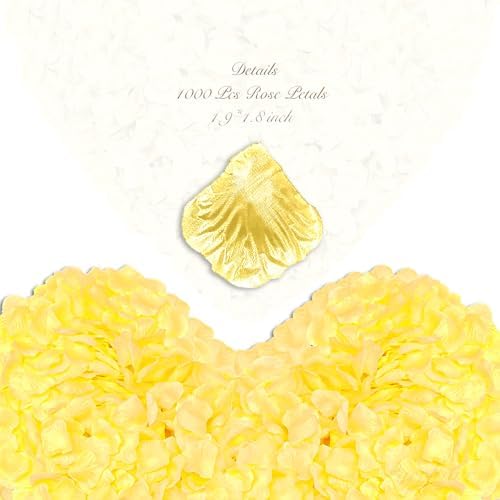 1000 Pieces Yellow Artificial Rose Petals for Decorations