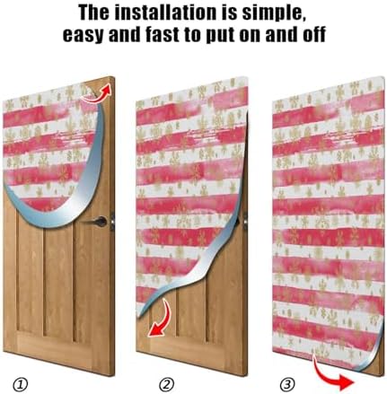 Susiyo Gold Snowflakes Striped Christmas Door Cover 32x79 in