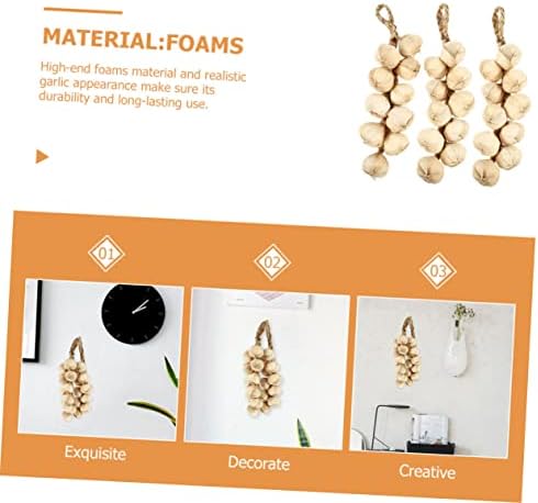 3pcs Garlic Foam Decor for Home Kitchen Festival Display
