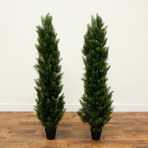 Nearly Natural 5ft Cedar Topiary Artificial Trees Set of 2