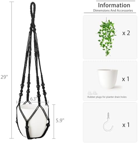 Mkono Artificial Hanging Plant with Pot and Macrame Hanger