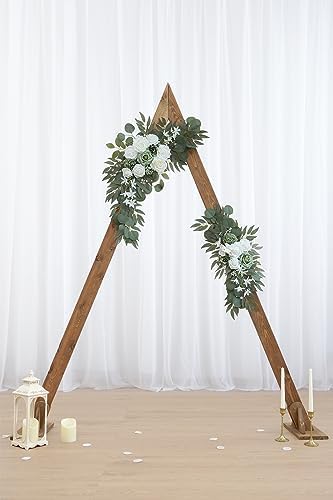 Olalaka 2-Pack Sage Green White Wedding Flower Swag Set