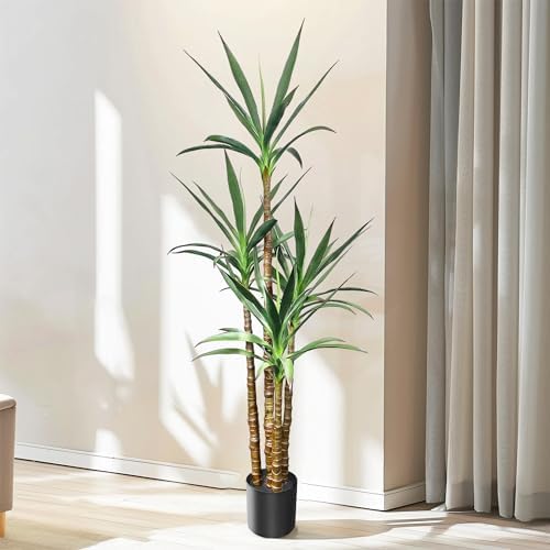 Koretech Artificial Trees 48ft Faux Agave Plants 4 Trunks with Pot
