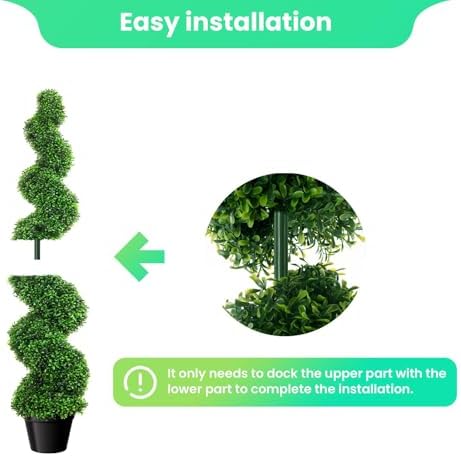 3 Ft Tall Artificial Spiral Topiary Trees Set of 4