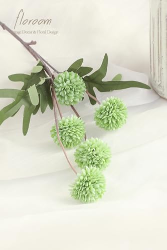 Floroom 5pcs Faux Silk Pompon Mums Artificial Flowers