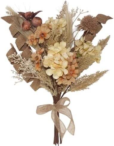 18Pcs Boho Faux Fall Dried Pampas Grass and Silk Hydrangea Bouquets