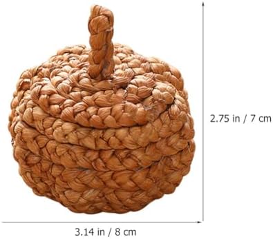 HOMSFOU 2pcs Handmade Straw Woven Pumpkin Ornaments Fall Decor