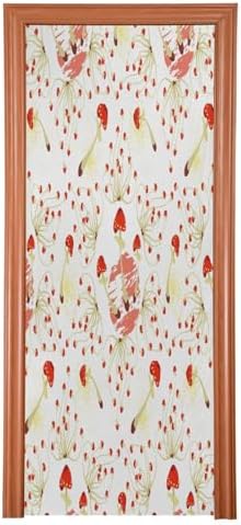 Susiyo Retro Abstract Mushrooms Christmas Door Cover Stretch Fabric 32x79 in