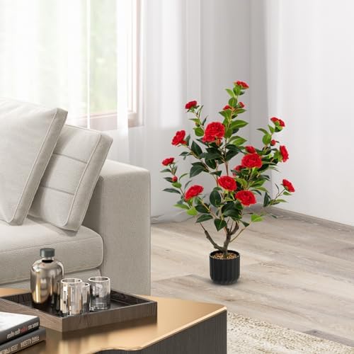 Goplus 38 Inch Artificial Camellia Tree Set of 2