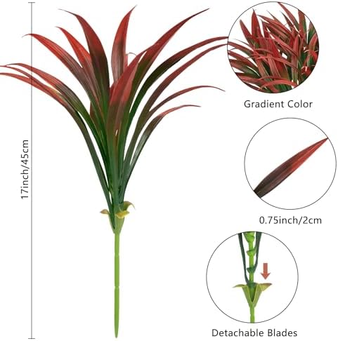 Ouddy Decor 20 Pcs Fake Outdoor Plants Set Red