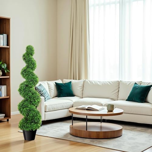 3 Ft Tall Artificial Spiral Topiary Trees Set of 4
