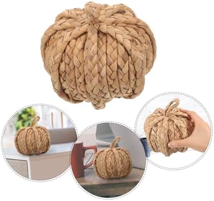 EXCEART Straw Woven Pumpkin Decor for Halloween and Christmas