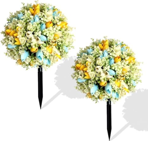 Artificial Boxwood Tulip Topiary Trees 2 Pack UV Resistant