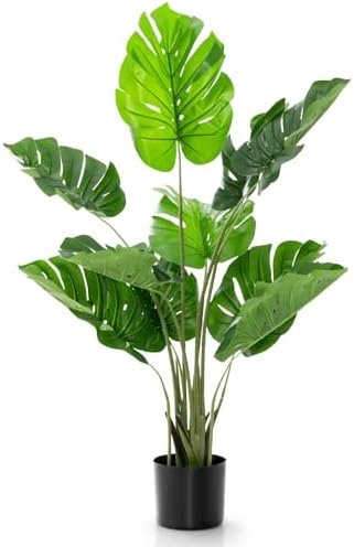 Goplus Artificial Monstera Deliciosa Plant 4ft Tall Fake Tropical Tree