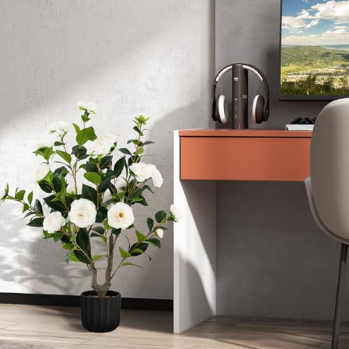 Artificial Camellia Tree Set 2 38 Inch Tall Potted Decor