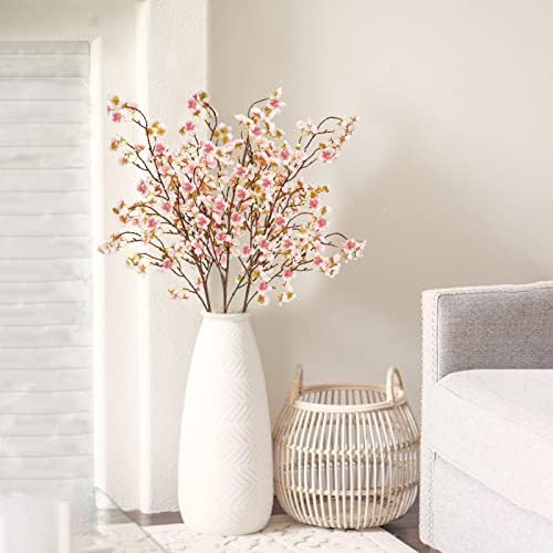 Uieke Silk Cherry Blossom Branches Set of 3 Pink 405in