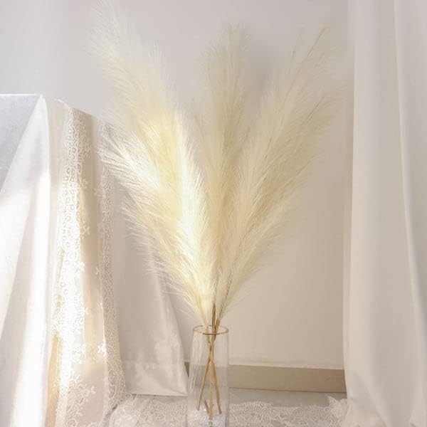 3 Stems Cream Artificial Pampas Grass Plant Sprays