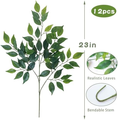 Mizii 12PCS Artificial Greenery Stems Ficus Garland