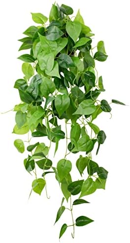 LOYWREE 354in Artificial Hanging Potted Greenery with Black Pot and Faux Ivy Vine